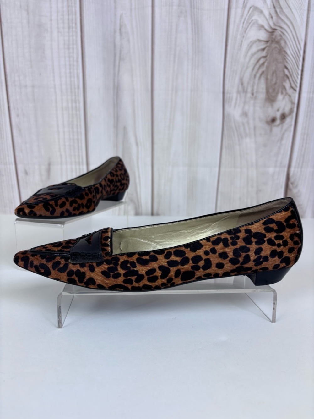 Talbots Leopard Print Calf Hair Flats Pointed Toe Dressy Shoe Brown Black Sz 8.5 - Picture 2 of 16